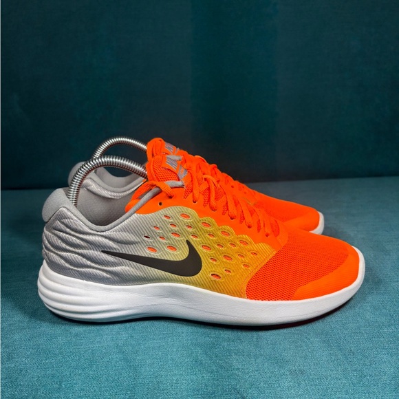 Nike Lunarstelos Orange/gray athletic shoes size 7Y/8.5Women - Picture 3 of 8